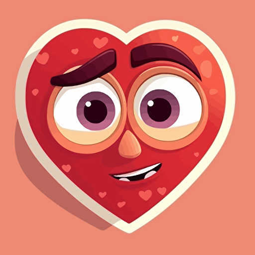 sticker design, super cute pixar heart, vector
