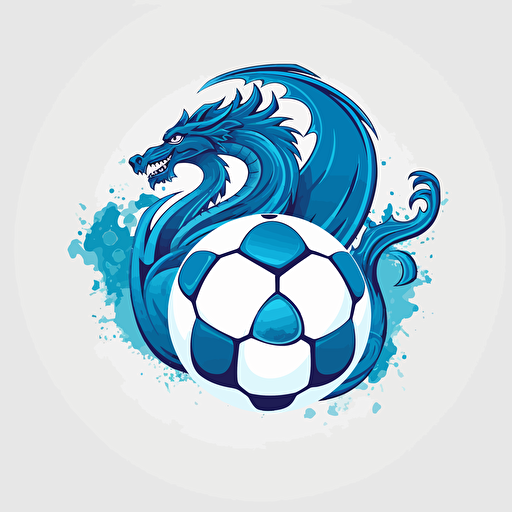 soccer logo with blue dragon, clean, art vector