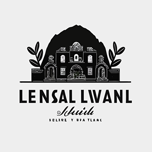 simple iconic logo of a real estate lifestyle agency in San Miguel de Allende called "LiveIn", black vector, on white background