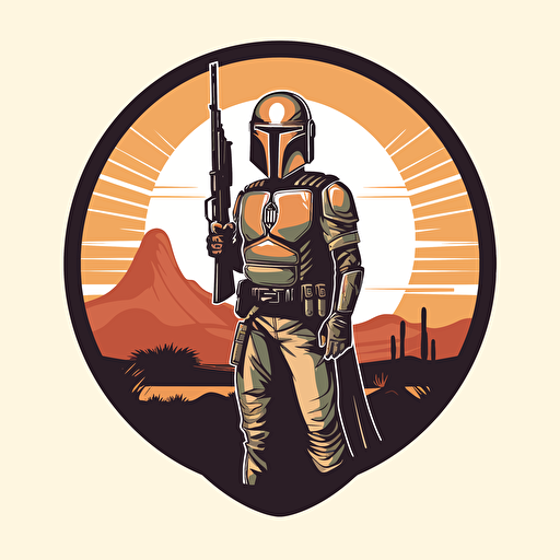 Bounty hunter in the desert, vector, vector logo, emblem, simple