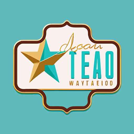 simple vector logo for a food vlogger in Texas. Incorporate the state of Texas and colors turquoise and gold
