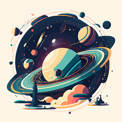 simplistic flat vector illustration cosmic