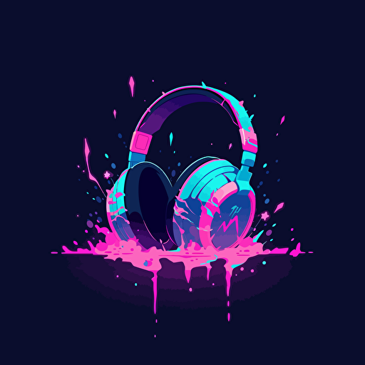 A neon-colored headphone icon, showcasing vibrant and vivid neon colors that create a striking and energetic design, vector illustration,