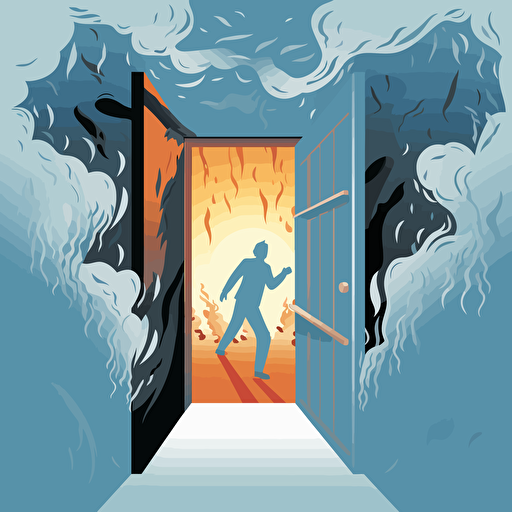 a vector art image depicting showing the concept of exit from a confort zone, hyperdetail,