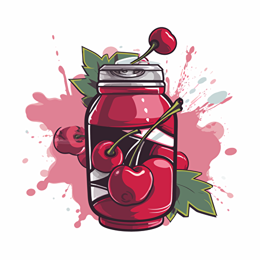 create a full cherry, animated, graffiti style, with a face, japanese, air freshner, vector, sticker style, grand theft auto V theme art no background
