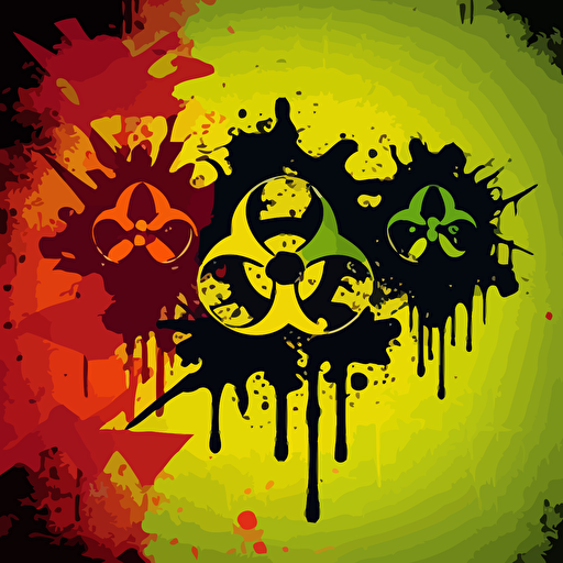 a bunch of biohazard symbols spray painted, for a background, vector style