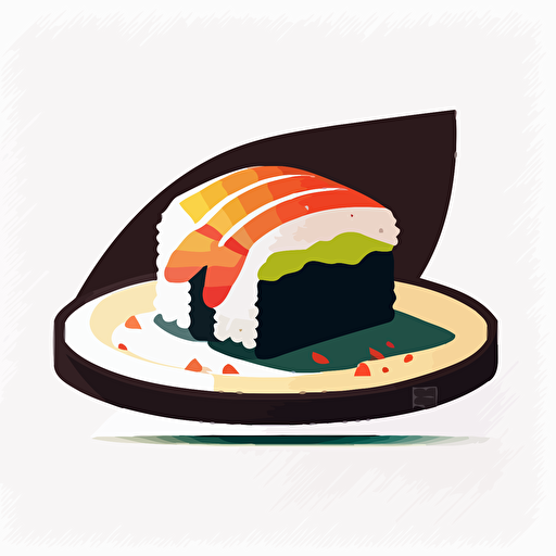 One sushi, minimalistic design, flat, no shadow, vector art, white background