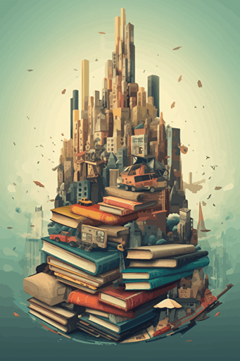 vector image, pdf, svg, thick strokes ::1 infinite library, intricate bookcovers ::1