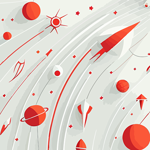 kids wall paper texture seamless white background red line drawing spaceships stars planets minimalist vector