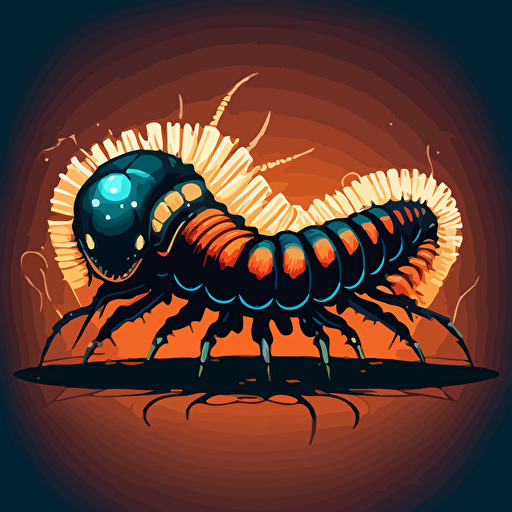 A giant centipede, Vector illustration for a videogame anime style