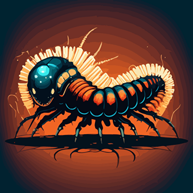 A giant centipede, Vector illustration for a videogame anime style