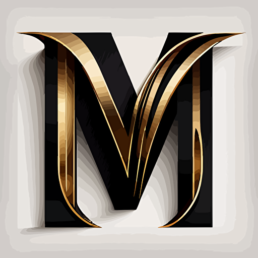 Black and Gold Capital letter M, white background , no textures,no extra noise, minimalist, simple and clean, vector art.