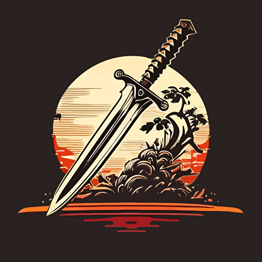 simple vector illustration of samurai katana sword, simple, logo