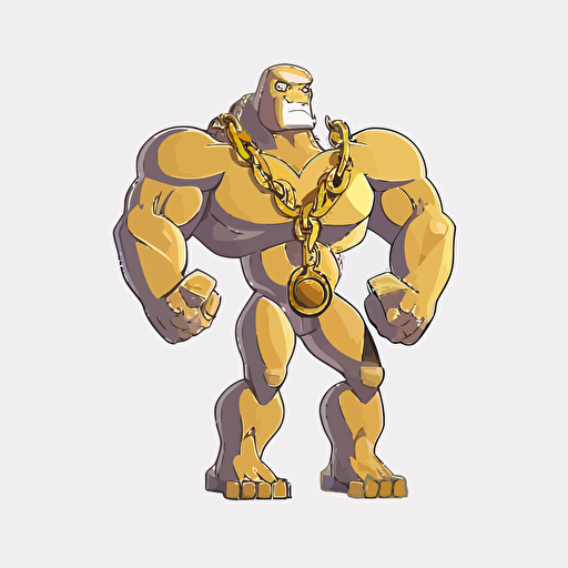 golem with gold chain, vector logo, vector art, emblem, simple cartoon, 2d, no text, white background