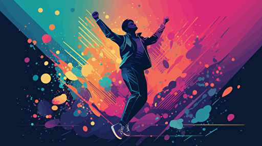 vector art style, with gradient, celebrating a successful tech experience