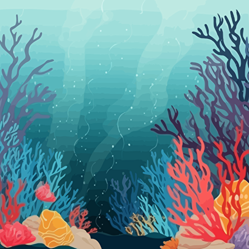 background scene. clip-art, vector, colorful. coral and seaweed ocean water