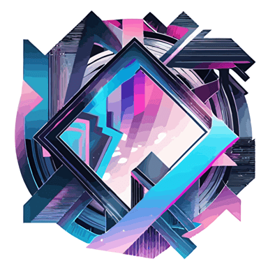 vector logo with fractal geometric blue and purple and pink and trippy