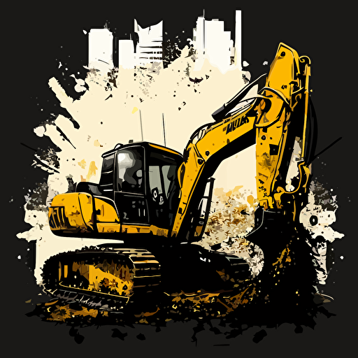 vector art black and yellow of an excavator