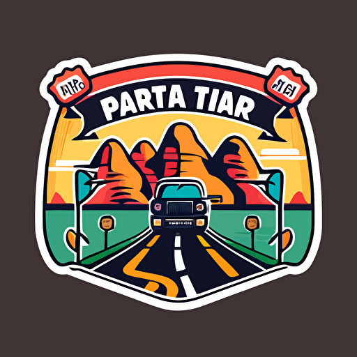 flat vector logo design for road trip app, use roads and digital connections, limit to 2 colors