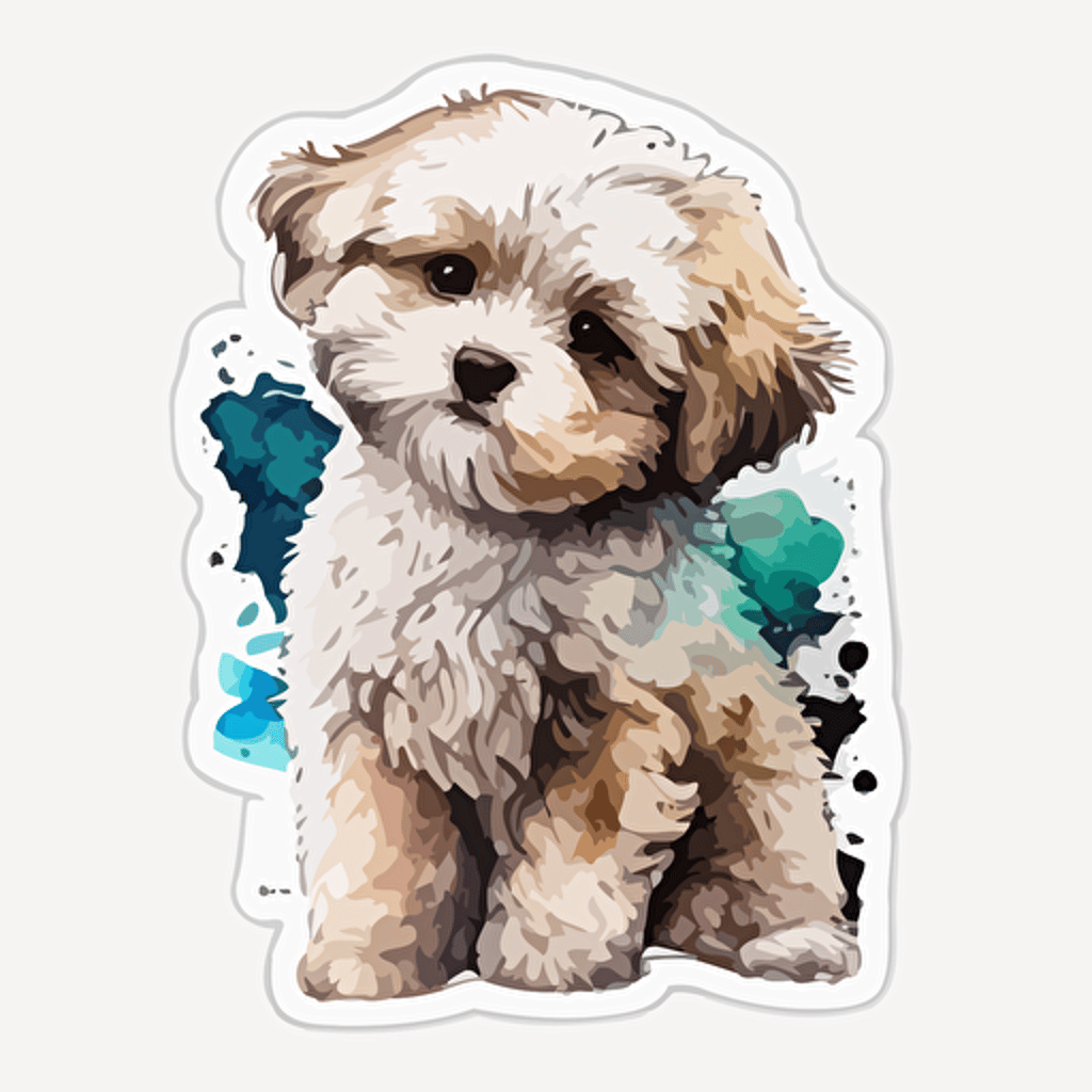 vector art watercolor maltipoo sticker