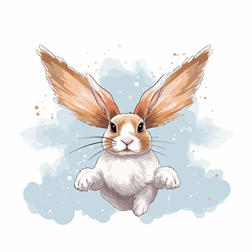 bunny, vector art, white backround, flying bunny