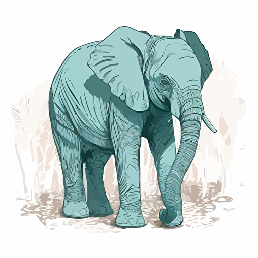 drawn elefant in zoo, disney style, 2d, vector, white background