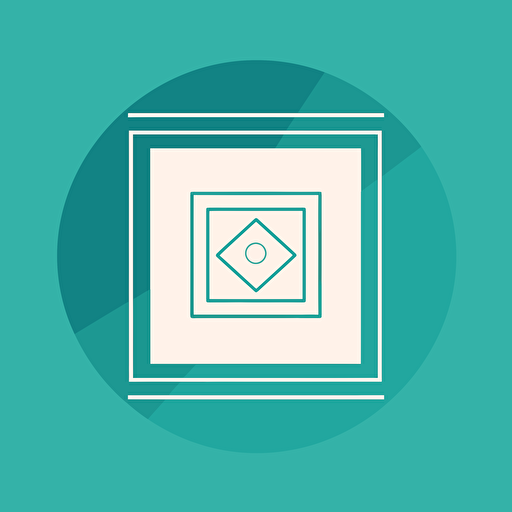 vector square logo, sun, sea, minimalistic, turquoise colors