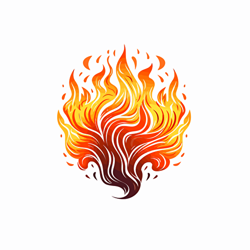 vector style illustration, stylised logo of a brain on fire, on white background