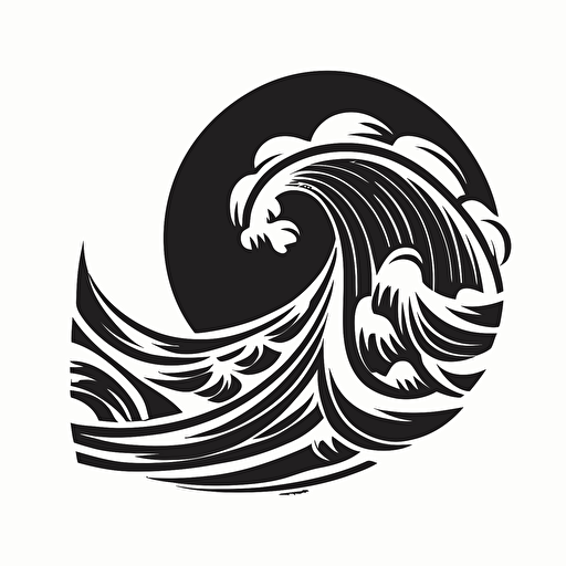 a wave, logo style, vector, black on white, flat