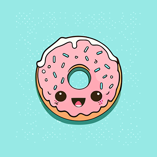 cute doughnut kawaii style, vector, clipart, cute facial expression