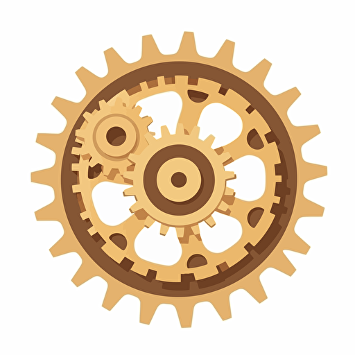 Simplified flat art vector image of a simple wooden gear on white background 3