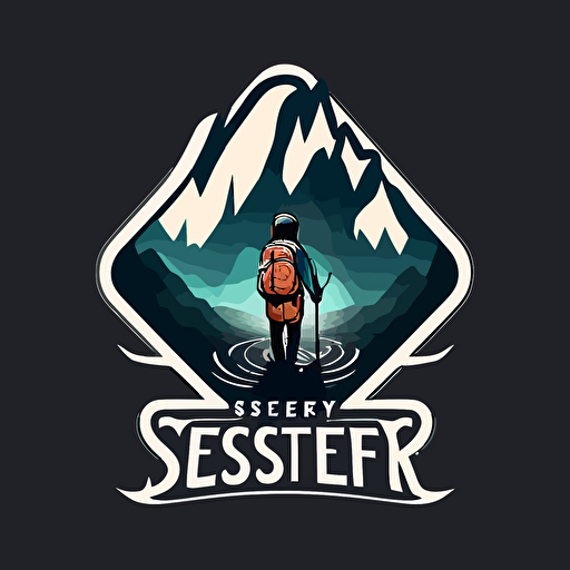 mascot logo of a seeker's journey, logo, simple, vector.