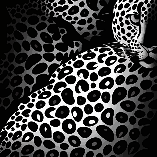 a texture with the fur of a leopard. 90s spirit, vector, in black and white, flat 2d