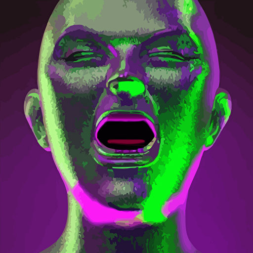 3d render holographic angry human robotic screaming angry bust glossy iridescent screaming bust surrealistic 3d illustration human non binary non binary model 3d model human cryengine holographic texture holographic material holographic rainbow concept cyborg artificial intelligence