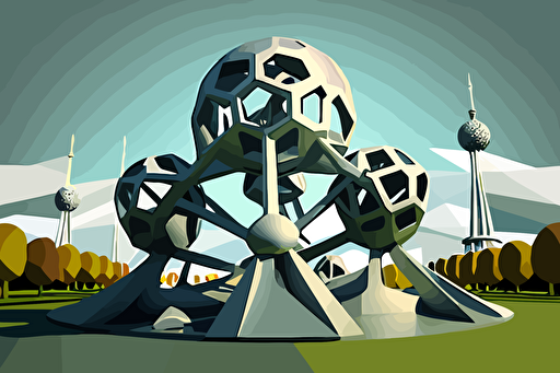 2D vector art Brussels Atomium monument