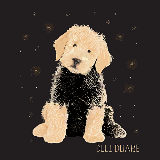 whimsical Goldendoodle puppy flash art vector logo
