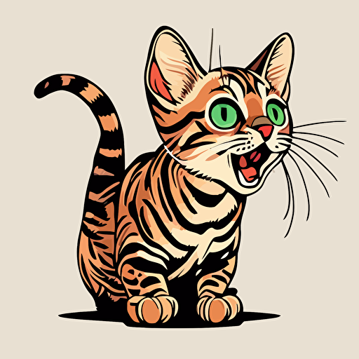 A cartoon mini bengal cat vector illustration meowing