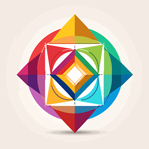 simple vector logo of spiritual development, geometric shapes, vivid colours, white background