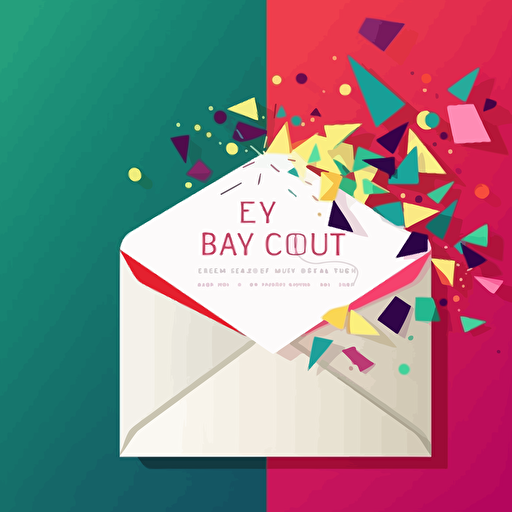 email invitation, End of Year celebration, vector, bright contrasting colors, simple but beautiful 3:2