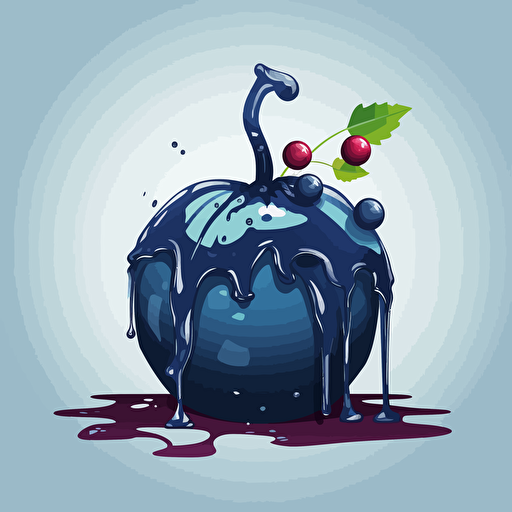 simple painting of a delicious blueberry melting away into the scene, simple form background, leave a lot of negative space, liquid, vector, desaturated colour drips, graffiti, artificial, highres