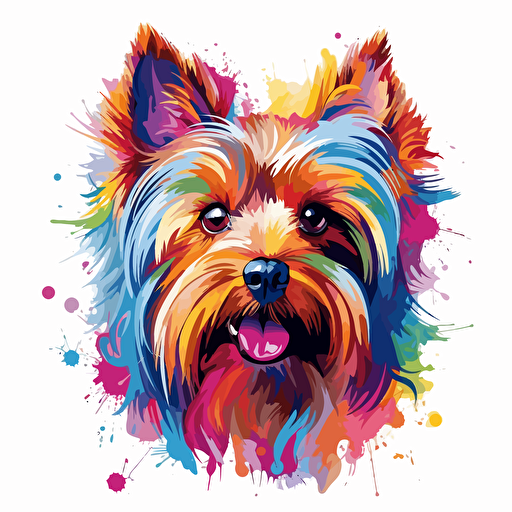 colorfull papiroflexy yorkshire terrier dog, vector art, white background