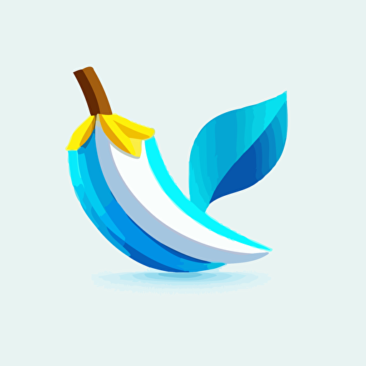 simple logo design of a blue banana , white background, flat 2d, vector, company logo, low poly –-v 5