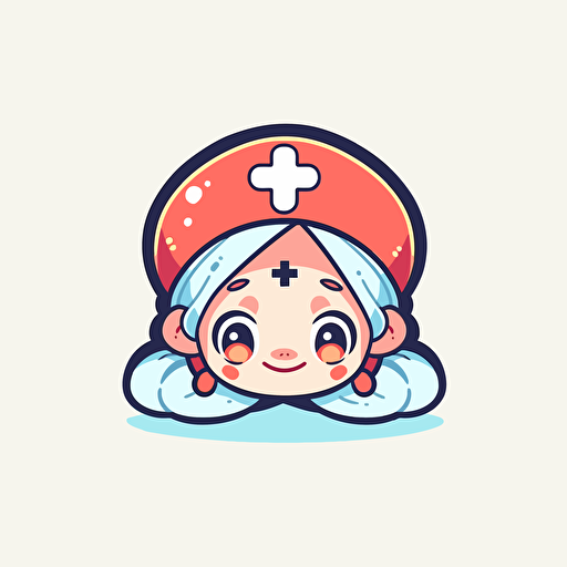 A simple sketch crypto currency medical doctor emoji with smile face and a cap, very dynamic logo white background vector