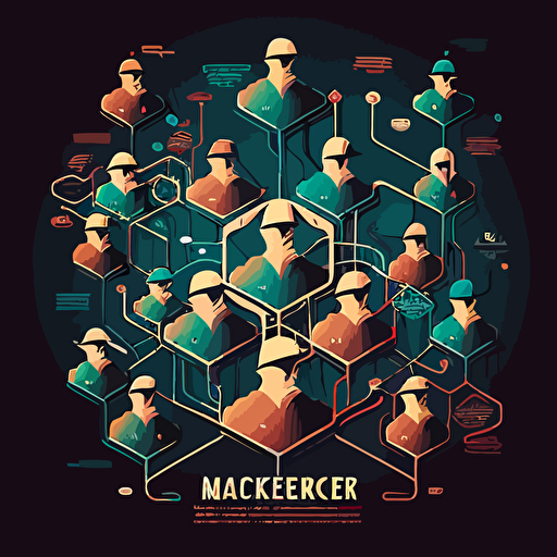 network of caretakers, vector illustration