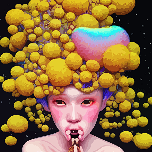 hyper detailed 3d render like oil painting kawaii half visceral portrait aurora sultry gold haired singer elk seen eating strangling network yellowcake aerochrome milky fruit gilded compound eyes delicate hands hold gossamer polyp blossoms bring iridescent fungal flowers spores black foolish stars jacek yerka mariusz lewandowski houdini algorithmic generative render abstract brush strokes masterpiece edward hopper james gilleard zdzislaw beksinski mark ryden wolfgang lettl hints yayoi kasuma octane render 8k