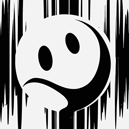 a highly stylized abstract vector logo in high gloss black and white styled like a smiley face that has a Sayless expression