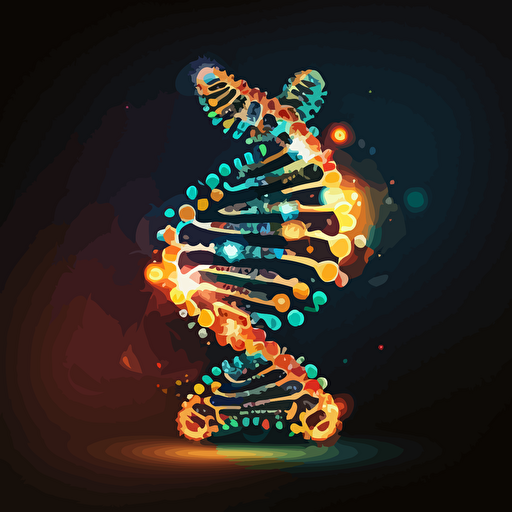a glowing viral vector with a strand of DNA inside it