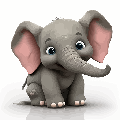 A gorgeus baby fur republican elephant, smiling, white background, vector art , pixar style