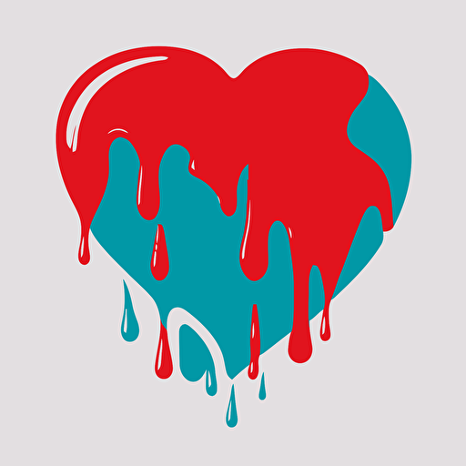 simple vector logo of a melting heart, flat, svg, minimal, red green blue