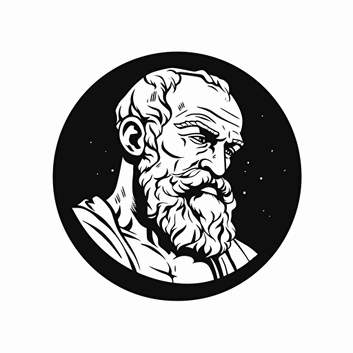 Chrysippus illustration, minimal, outline strokes only, black and white, logo, vector, minimallistic, white background